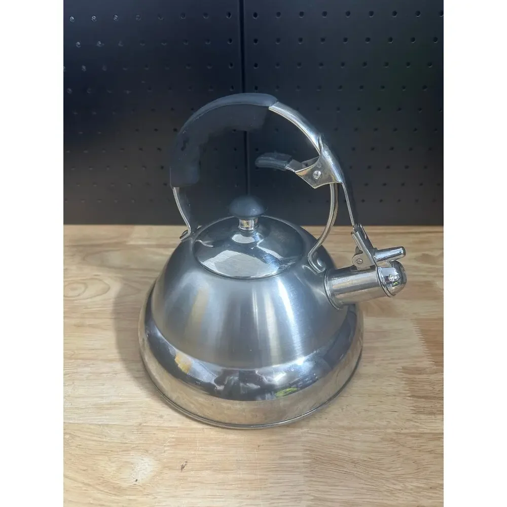 TRAMONTINA 18/10 Stainless Steel 2 QT Tea Kettle With Black Handle